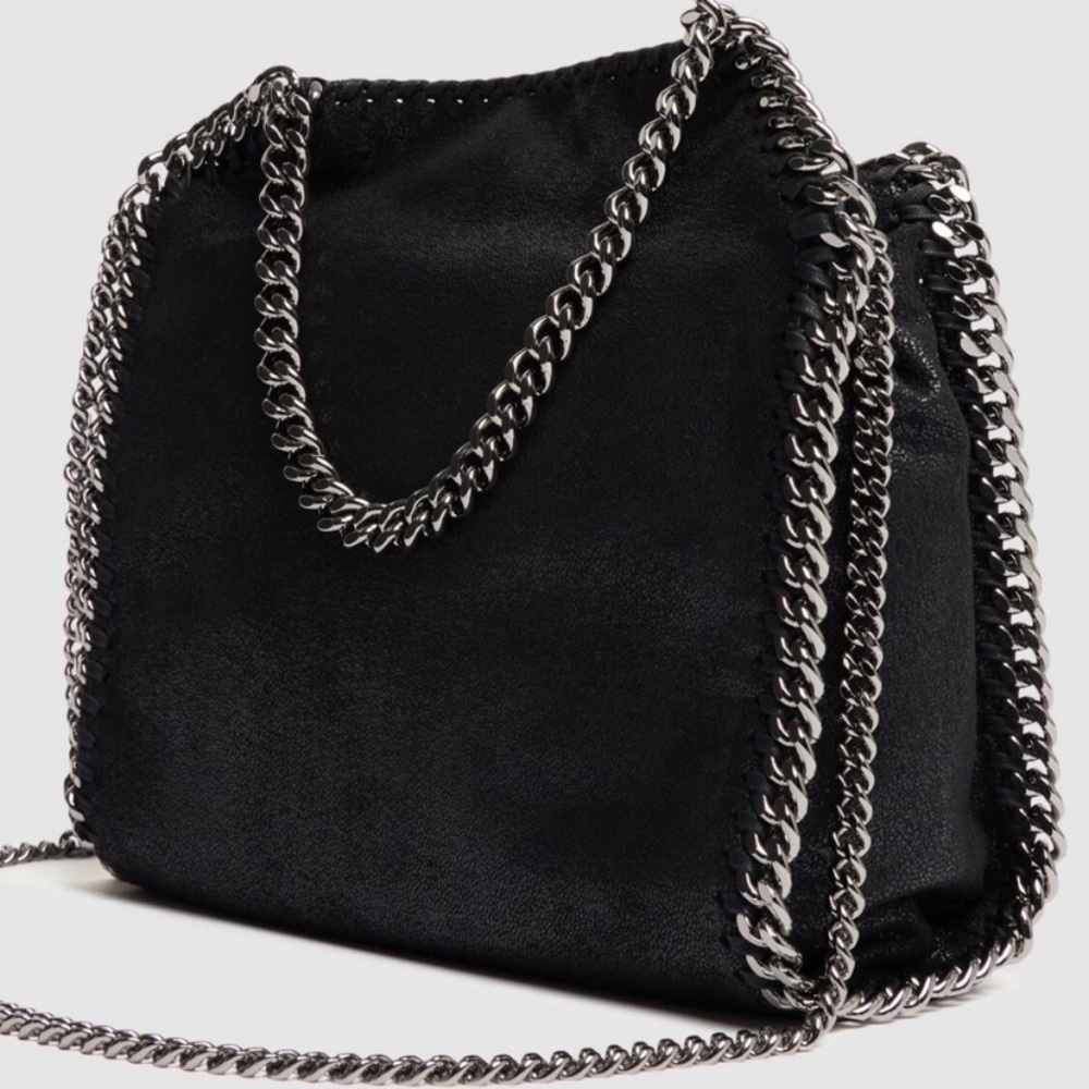 Stella McCartney Falabella Mini Faux Brushed Leather Black Edgy Chain Bag - Picture 3 of 16